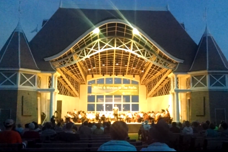 KSO performing in the Lake Harriet Bandshell at night